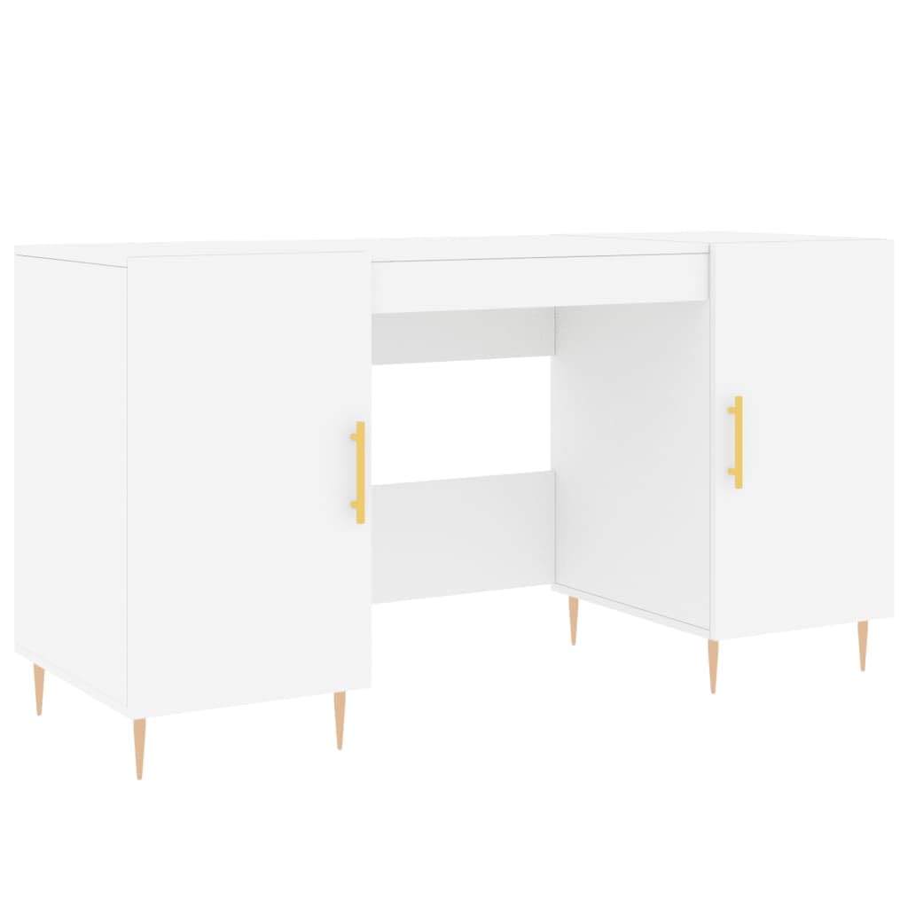 Escritorio 140x50x75 cm de madera procesada blanco con 4 compartimentos de
