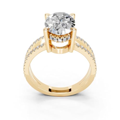 1-5 Carat 14K 18K Gold Platinum Oval Cut Pave Split Shank Lab Grown Diamond Ring, Engagement, Anniversary Wedding, IGI Certified Promise Rings for Women (1-5 Ct, F-G Color, VS1-VS2 Clarity)2