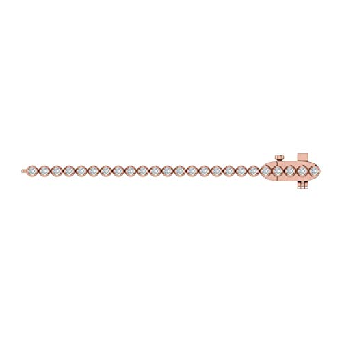Image of 1 to 6 Carat Prong Set Round Cut Natural Diamond Tennis Bracelet for Women in 14K Gold (7 Inch) (I1-I2 Clarity)