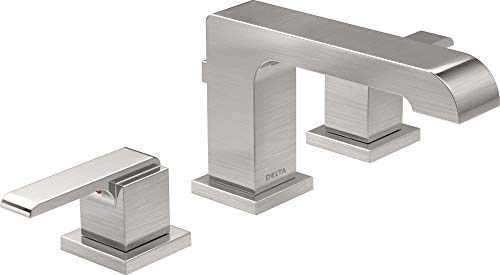 DELTA FAUCET Ara Widespread Bathroom Faucet Brushed Nickel Bathroom Faucet 3 Hole Diamond Seal Technology Metal Drain Assembly Stainless 3567-SSMPU-DST 4.19 x 5.5 x 1. inches