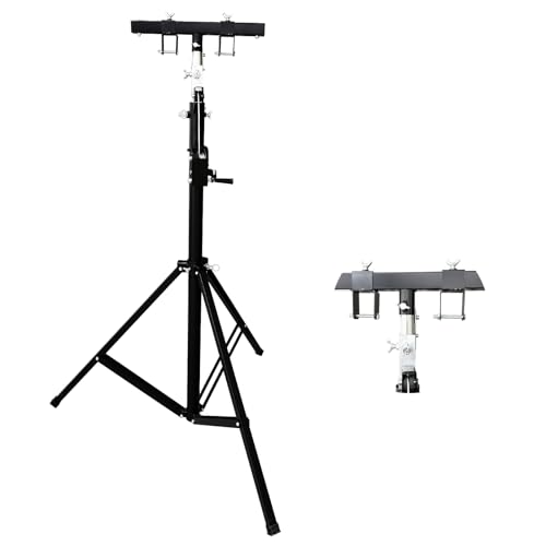 EQCOTWEA Portable Adjustable Height DJ Lighting Truss Stand 5.9-13.1Ft Crank-Up Triangle Light Stand Max 176LB Load Capacity, Non-Slip Self-Locking Crank, Ideal for Stage Design, Weddings, Events