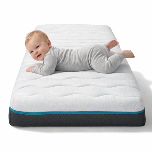 MATTREX | Colchón Cuna Viscoelástico Premium con Doble Funda 120x60x12 – Colchón Cuna Reversible Verano/Invierno – Colchónes Cunas Certificado Oeko-Tex con Tejido Aloe Vera