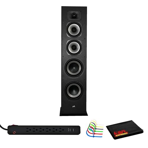Polk Audio Monitor XT70 2-Way Floorstanding Speaker Bundle Including: Surge Protector, Cable Ties, Fiber Cloth