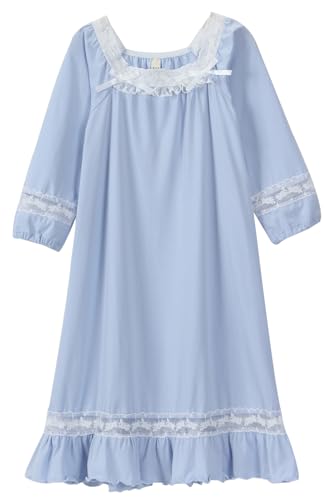 Girls Nightgowns Long Sleeves Sleepwear Cotton Plaid Nightdress Cute Pincess Sleep Dress Kids Lace Nighties