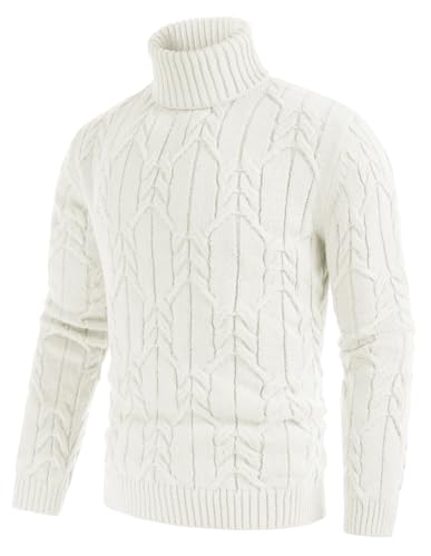 Pull col roulé homme coupe ajustée en maille torsadée premium - 5
