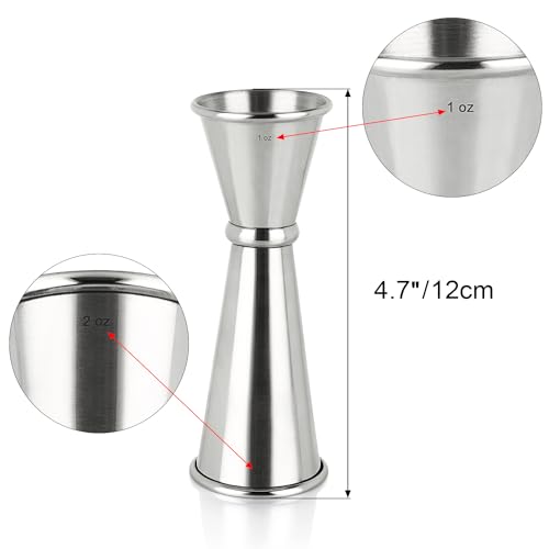Juego de 3 pinzas de coctel y licuadora jigger en acero inoxidable de 1x2 oz 3