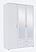 Rauch Möbel Rapid Armoire de Porte Tournante avec Miroir Comprenant 2 Tiroirs, 3 Portes, Pack d'Accessoires Basic 3 Étagères, 1 Tringle à Vêtements, Blanc, 52 X 127 X 188 Cm