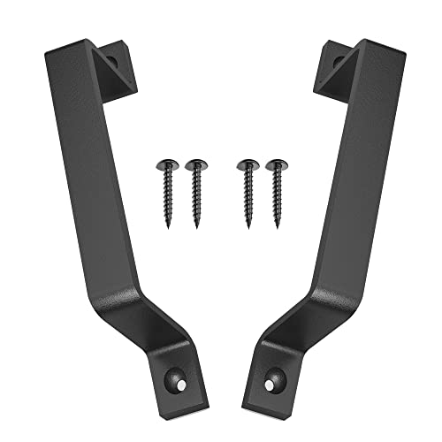 Image of 2-Pack 8 Inch Straight Bar Barn Door Handle - Black Cast Iron Pull for Sliding Doors, Gates, Sheds, Fences, Closets - Indoor Outdoor Farmhouse Hardware