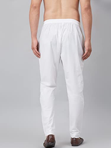 Image of See Designs Men's Cotton Regular Fit Lounge Pyjama | Soft & Breathable Sleepwear | Elastic Waist with Drawstring | Side Pockets | White