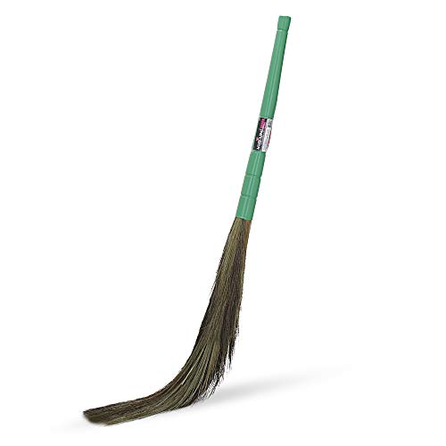 Viguni Home Cleaning Set of Grass Broom stick, Kitchen Wiper 8inch White, Nylon Scrub Pad, Nylon Sponge Scrubber|All in One