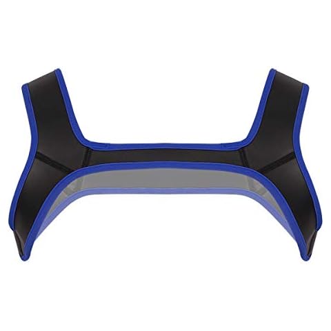 Fldy Mens Harness Neoprene Double Shoulder Wide Straps Harness Belts Muscles Protect Punk Costume Blue M Cover
