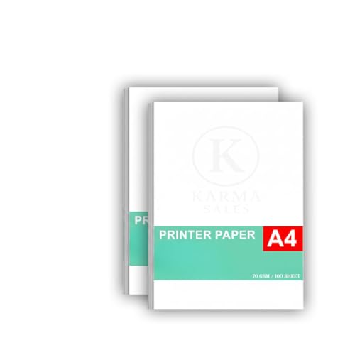 Image of Karma Sales A4 Size Printing Paper 70 GSM | Bright White Copier & Printer Paper | Jam-Free Performance | 200 Sheets Multipurpose Pack