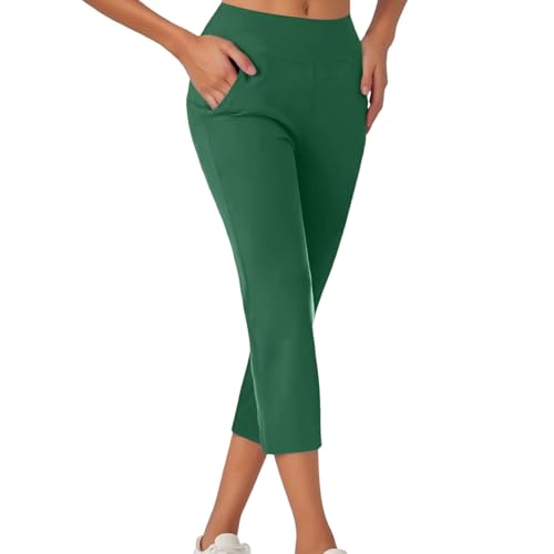 Pantalon de yoga capri taille haute anti-glisse coupe slim confortable avec poches