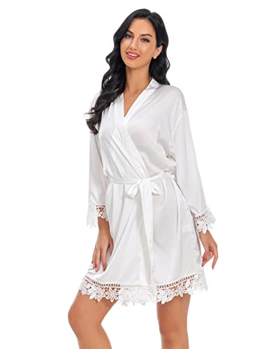 Women's Satin Robes Lace Silk Robe Bride Bridesmaid Robes Bridal Robes Soft Kimono Bathrobe3