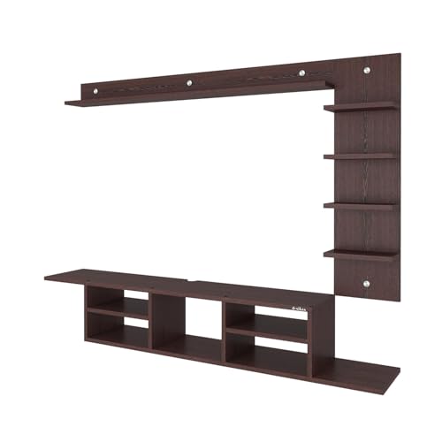 Image of Anikaa LED Light TV Unit Wall Mounted TV Unit Wall TV Stand TV Entertainment Unit TV Cabinet for Living Room, Set Top Box Stand - Wenge (D.I.Y - Do-It-Yourself) Ideal for up to 50 inch inches