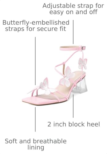 Image of Zamikoo Women's Heeled Sandals Square Open Toe Ankle Strap Block Heels Strappy Clear Heels Chunky Low Heels
