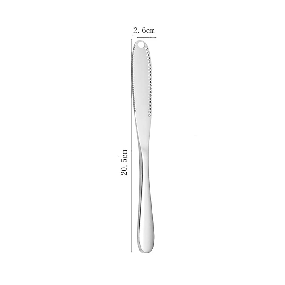Cuchillos de Mantequilla,2 PCS Cuchillo Esparcidor de Mantequilla Profesional Aplicador de Mantequilla con Borde Dentado Acero Inoxidable para Pan Queso Mantequilla