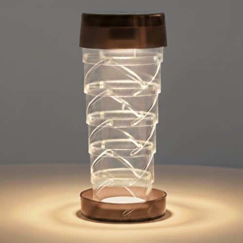 KUTYNA LaFlaminia, Lampada da Tavolo Ricaricabile Senza Fili, Prodotto di Design Made in Italy, Design Telescopico, LED, Altezza e Luminosità Regolabili, Batteria 4400mAh fino a 15 Ore, Fumé Marrone
