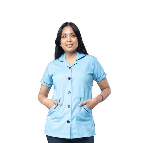 UNIFORM CRAFT Women's Polyester and Cotton Twill Nurse Uniform,ONLY TOP (Blue Navy,M -SIZE)