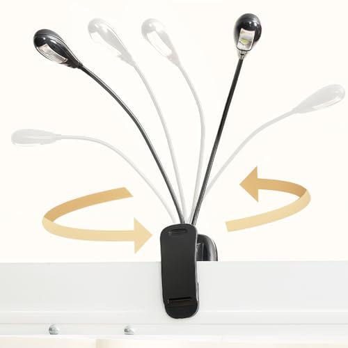 Image of Joyzan Music Stand Light, Clip on LED Book Lights Dual Arm Reading Lamp | Eye Cared 360Flexible Gooseneck USB Desk Rechargeable Clamp Mini Bed Bookworms Piano Player Travel Orchestra