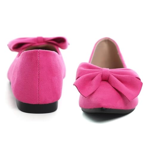 Image of TN TANGNEST Women Classical Bowknot Flats Comfort Pointy Toe Dress Shoes Walking Flats Rose Shoes red 35(5)