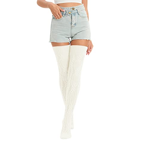 Image of Sexybody Women's Thigh High Socks Over the Knee Knit Socks, Winter Leg Warmers Stockings Knee High Tube Arctic Fleece