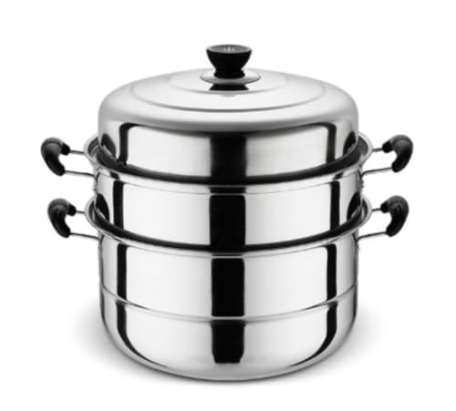 PANJIE蒸し器 ステンレス鋼 鍋蓋 IH対応 各種熱源対応 (3層34cm)