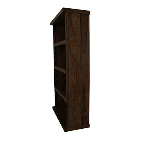 Image of Wooden Book Shelf for Living Room | Solid Pure Wood 4 Shelves Bookcase Shelf for Home & Office | Sheesham Wood, Walnut Finish