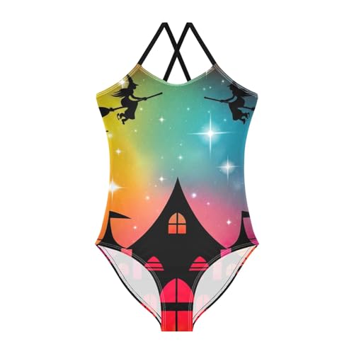 CHIFIGNO Spooky House Toddler Girl Swimsuit Quick Dry