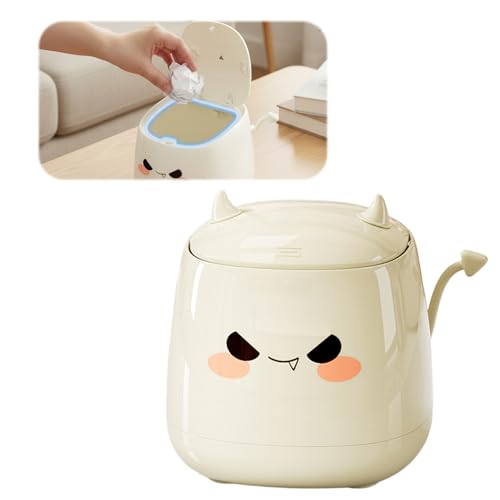Papelera Baño PequeñA, Mini Bote de Basura de Escritorio, Cubo de Mesa con Tapa, Pequeño Design Cubos, Papelera Sobremesa, para Cocina, Oficina, Mesa del Tocador