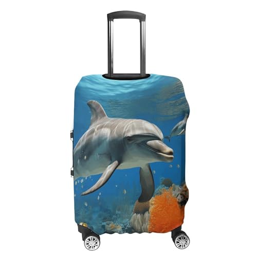 Carry on Luggage Cover Dolphins Blue Suitcase Covers for Luggages Tsa Approved Travel Luggage Sleeve Protector Elastic Suitcase Protector Anti-Scratch Washable Fits 19-30 Inch Case -M4