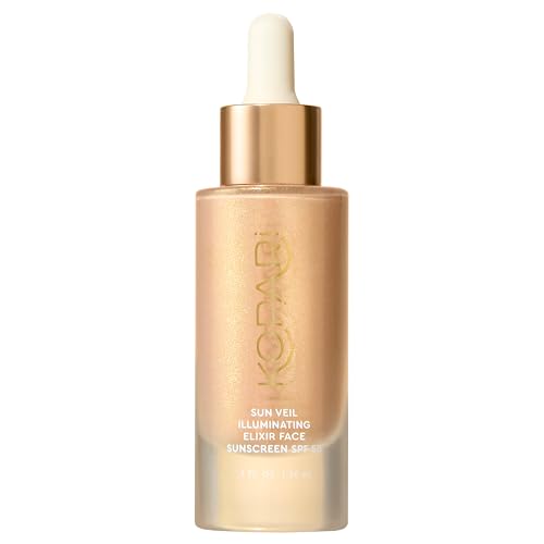 Kopari Sun Veil Illuminating Elixir Face Sunscreen SPF 38 | Lightweight Face Sunscreen with Shea Butter & Mica | Buildable Mineral SPF Radiant Golden Glow Finish