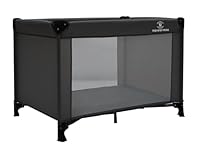 REQUISITE NEEDS Travel Cot, Padded Mattress, Birth to 15kg, Compact Folding Design with Travel Bag (Black)