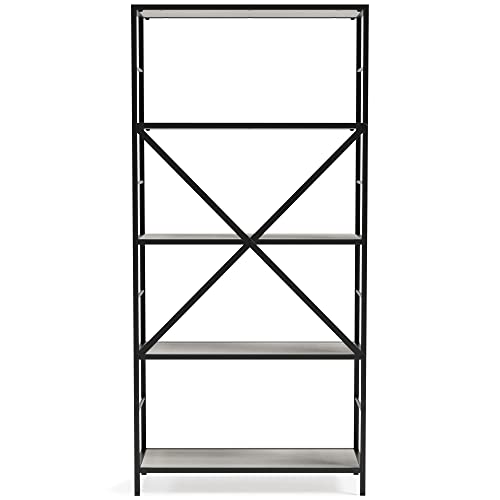 Signature Design By Ashley Bayflynn Modern Industrial 4 Shelf Bookcase, White & Black #TOP4