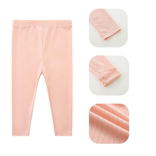 3 Pack Baby Girl Pants Set Solid Ribbed Toddler Girls Leggings for Infant Stretchy Fall Clothes3