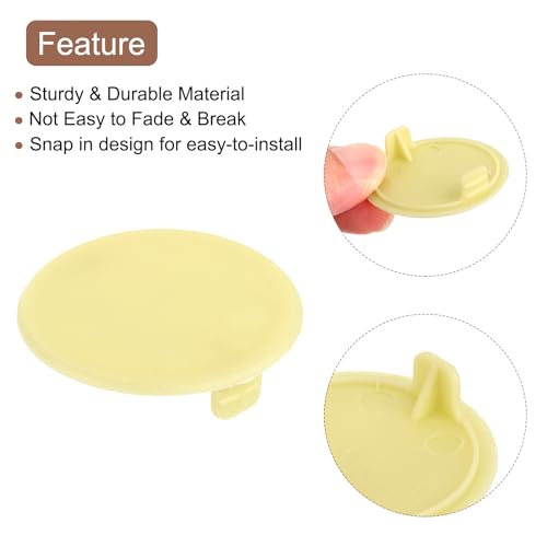 Image of uxcell 10Pcs Hinge Hole Covers, 35mm(1-3 /8 inch) Dia Plastic Concealed Hole Cover Round Flush Type Caps for Furniture Cabinet Cupboard, Beige