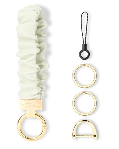 Image of WEESMILE Scrunchie Keychain Wristlet for Car Key Chain with D Key Ring