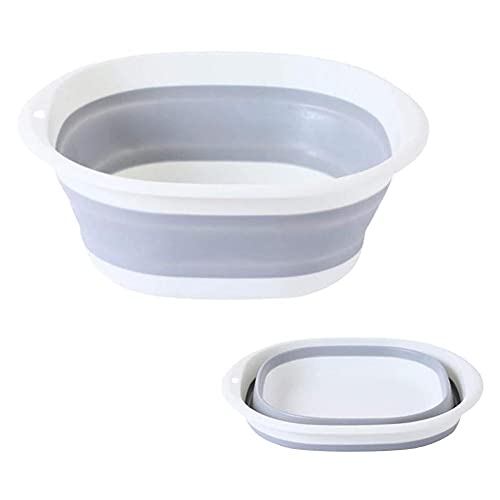 yuusaki 折りたたみ洗面器 洗い桶 たらい 足湯 湯おけ コンパクト収納 省スペース 安心素材 北欧風デザイン 3サイズ 多用途 食器洗い 洗濯 アウトドア 旅行 (グレーLサイズ)