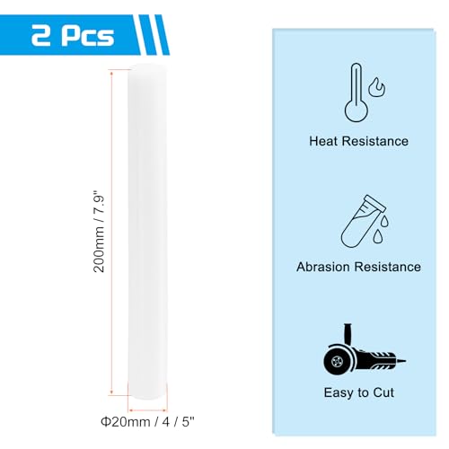 QUARKZMAN 2 Stück ABS Kunststoffstäbe, Durchmesser 20mm Länge 200mm Kunststoffstab Rund für Mechanischer Einsatz, Schulprojekt, Werkstattanwendung, DIY-Reparatur (Weiß)