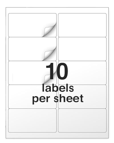 Image of 2 inch x 4 inch Shipping Address Labels for Laser Inkjet Printer, Mailing Label White for Package or Envelope, Printable Label Sheet 5163 8163 (50 Sheets 500 Labels)