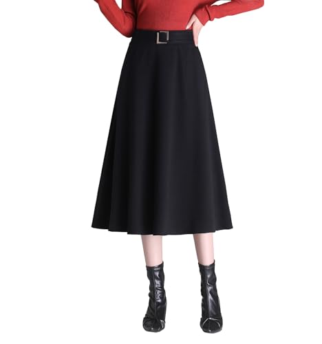 Jupe longue femme hiver en laine chaude plissée et élégante