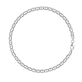 Ritastephens Sterling Silver Shiny Italian 2.7mm Mariner Link Anklet Bracelet Chain Anklet, 11'