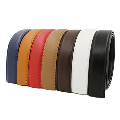 Men Belt Automatic Slide Leather 1.37" width Ratchet Belt Trim to Fit Adjustable Without Buckle/Length 51"4