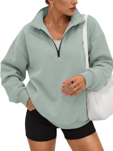 Image of Trendy Queen Women's Oversized Sweatshirts Half Quarter Zip Fleece Sweaters