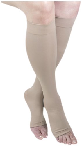 Image of GABRIALLA Microfiber Graduated Compression Open Toe Knee High Stockings (25-35 mmHg) H-304 3 Pack