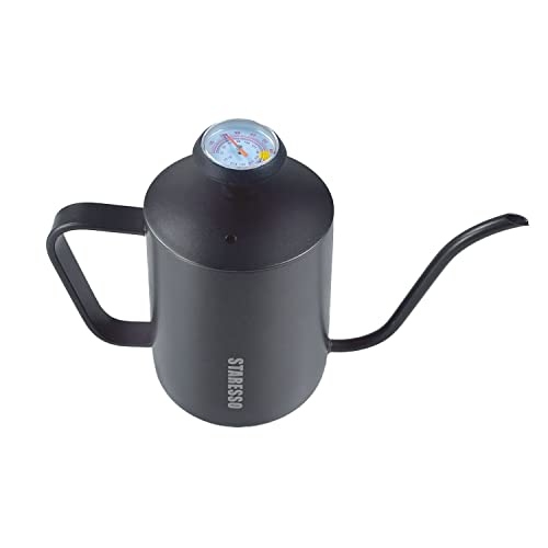 STARESSO Wasserkocher mit Schwanenhals, Handtropfen, mit Thermometer, 550 ml, Edelstahl Cover