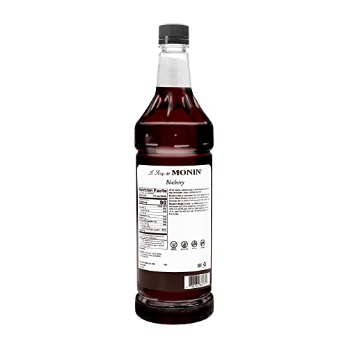 Blueberry Syrup, Mildly Sweet & Tart Blueberry Flavor, Great for Teas, Lemonades, Smoothies, & Cocktails, Gluten-Free, Non-GMO (1 Liter)