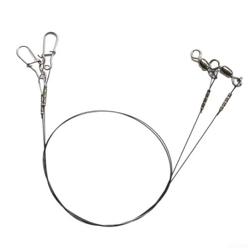 2X Fishing Wire Leader Line with Swivel Duo-Lock Snap for Predatory Fish, 30cm Length 14kg Pulling Force and 35cm Length 18kg Pulling Force, Pike Fishing Leader for Freshwater Fishing(35cm 18kg)