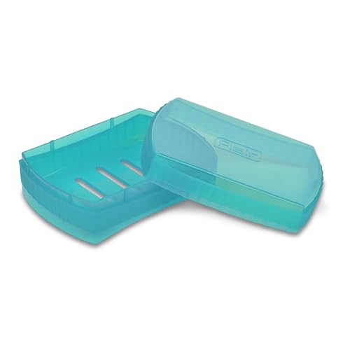 Image of FLAIR Estella Soap Case with Drainage | Reusable & Durable Soap Box | Modern Bathroom Soap Holder (1, T.Green)