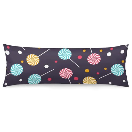 velumair Cute Colorful Lollipops Body Pillow Cover with Zipper 20x54 Inches Soft Bed Decor Body Pillow Protector Long Pillowcase for Bedroom Decoration